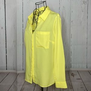 Worthington Electric Yellow Button Down Blouse